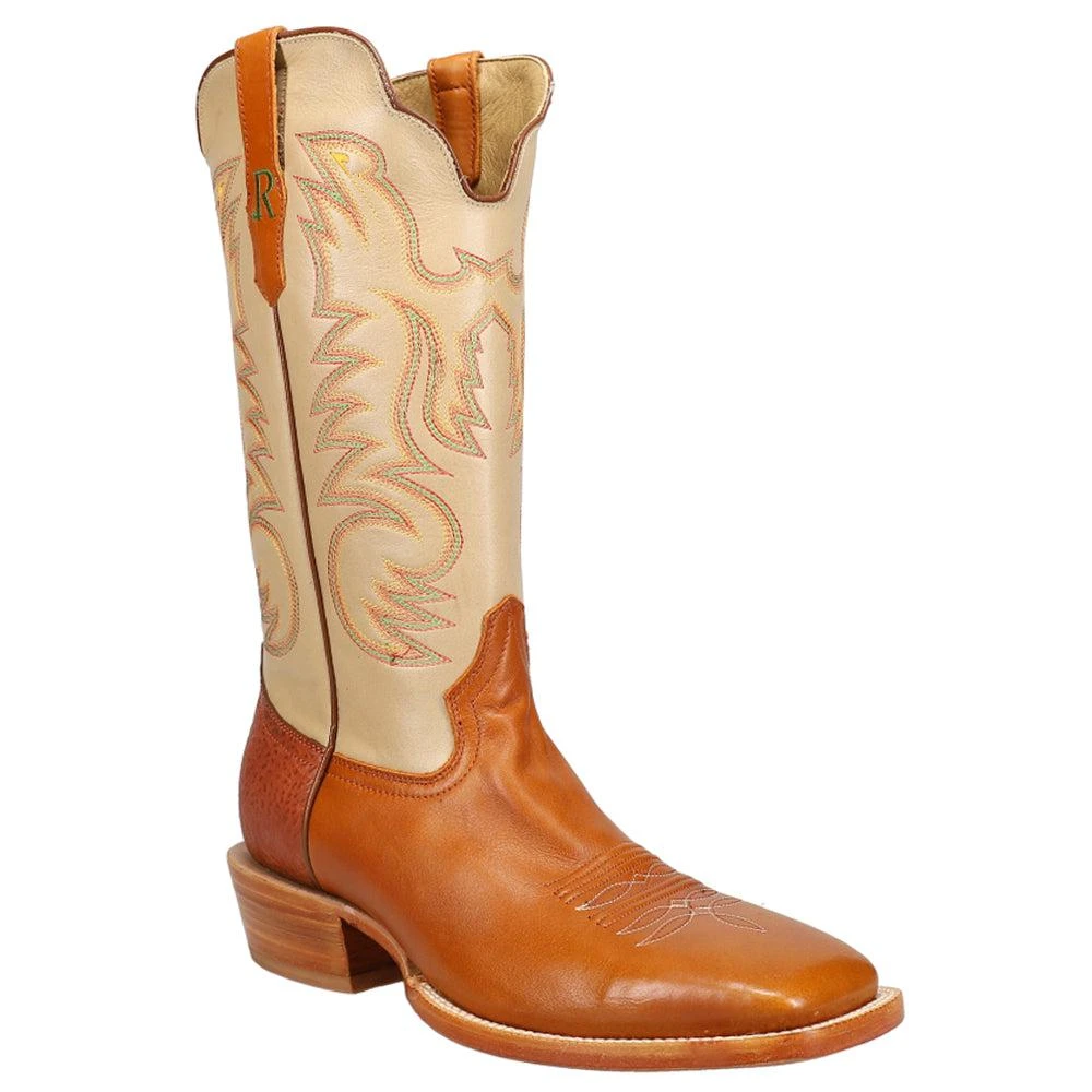 R. Watson Boots Bone Sinatra Wide Embroidery Square Toe Cowboy Boots 2