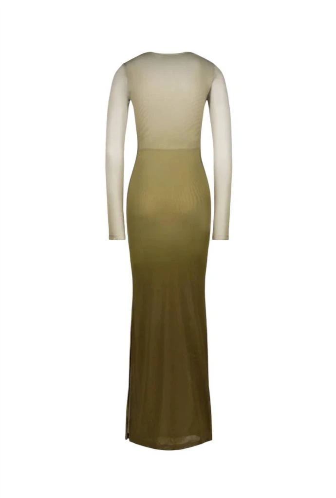 SAEMDI Gradient Mesh Dress In Olive 3
