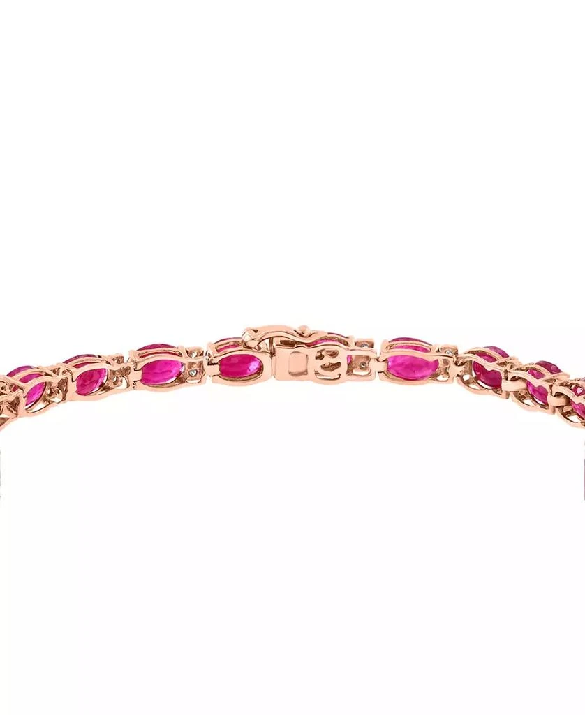 Effy EFFY® Ruby (13-1/10 ct. t.w.) 
Diamond (1/6 ct. t.w.) Oval Tennis Bracelet in 14k Rose Gold 3