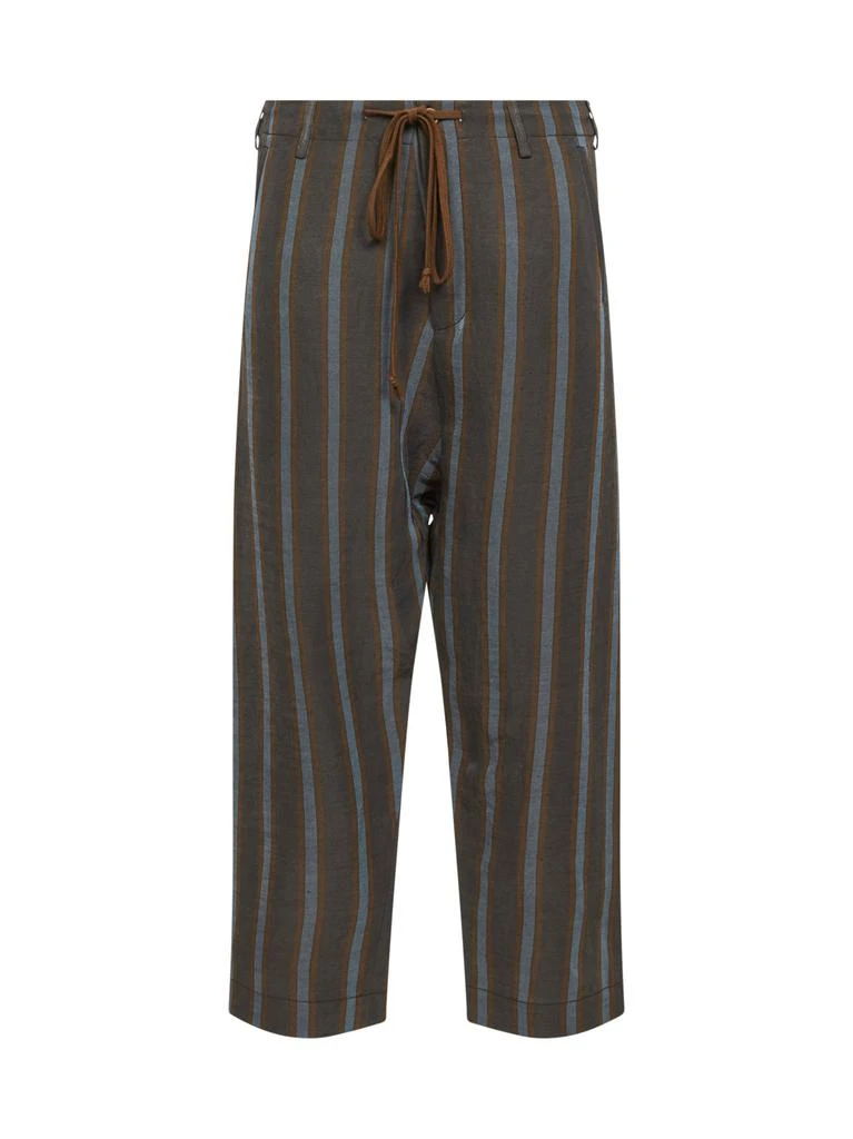 Uma Wang UMA WANG | Brown and blue striped linen and viscose straight trousers | Man | S