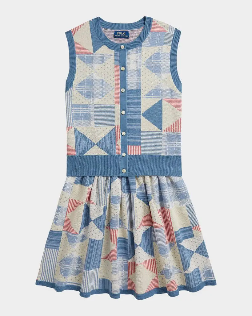 Ralph Lauren Girl's Patchwork Cotton Sweater & Skirt Set, Size S-XL