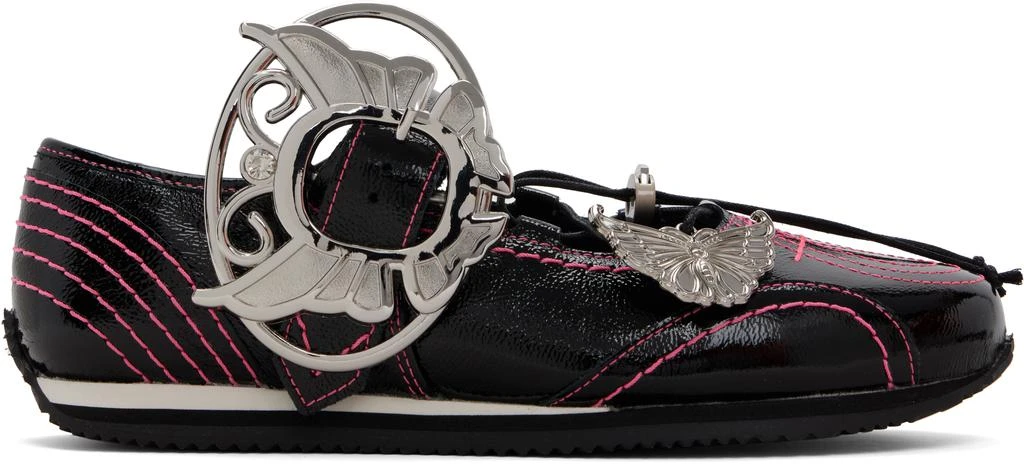 CHOPOVA LOWENA Black 
Pink Butterfly Marta Mary Jane Ballerina Flats