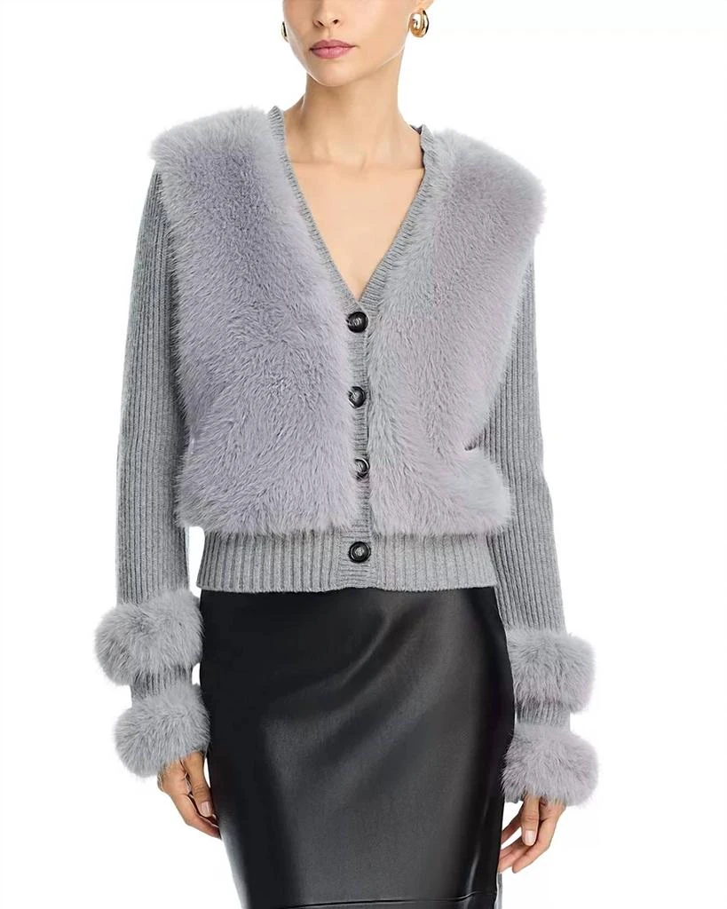 Ramy Brook Vivietta V Neck Cardigan In Heather Grey