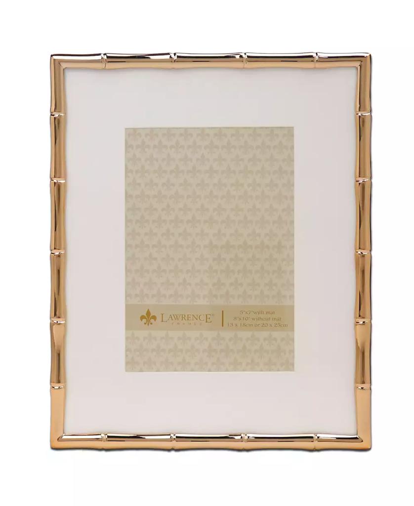 Lawrence Frames High Quality Polished Cast Metal Picture Frame - Bamboo Design with Mat for, 8" x 10"
