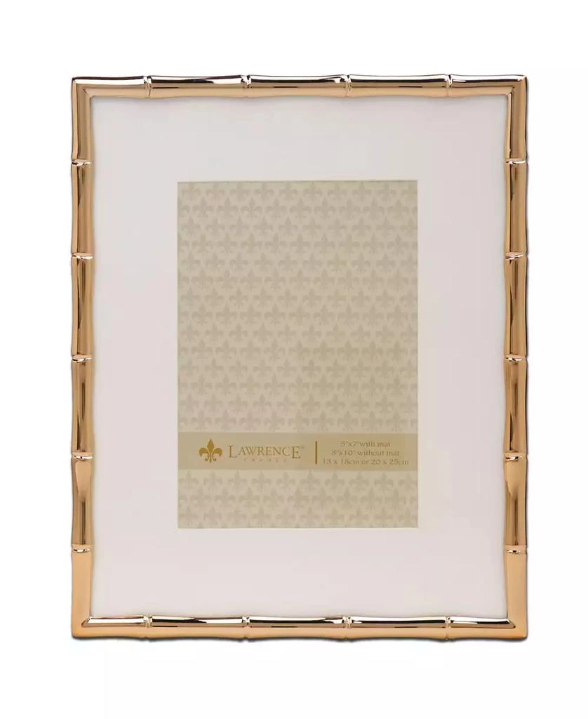 Lawrence Frames High Quality Polished Cast Metal Picture Frame - Bamboo Design with Mat for, 8" x 10" 1