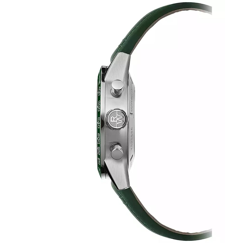 Raymond Weil Men's Swiss Automatic Chronograph Freelancer Green Leather Strap Watch 43.5mm