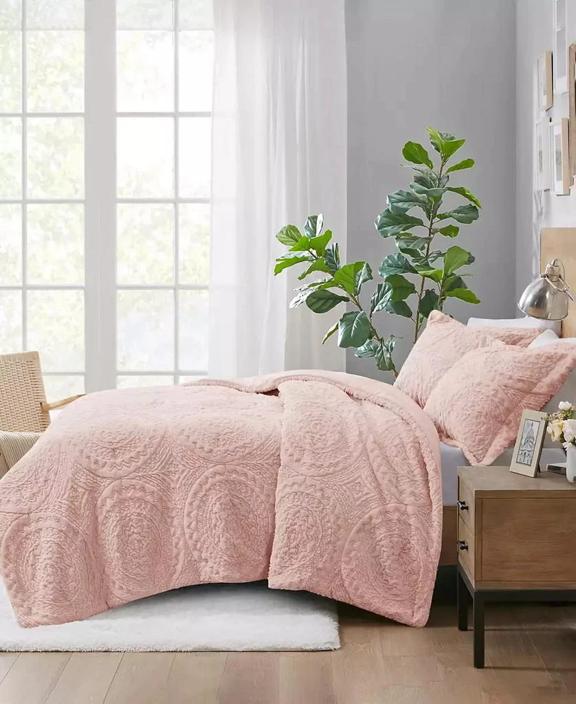 Macy's Arya Embroidered Medallion Faux Fur 3-Pc. Comforter Set 32