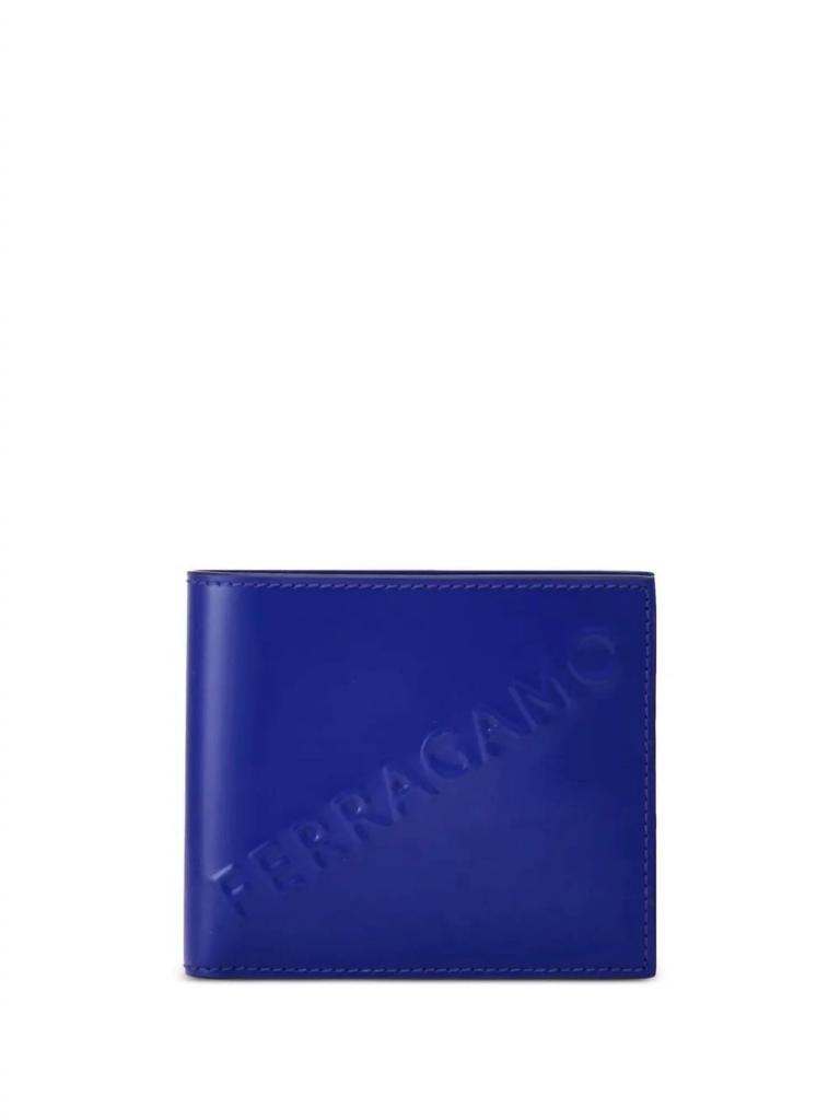 Salvatore Ferragamo Men's Embossed Logo Leather Bifold Wallet In Lapis