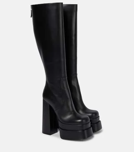 Versace Leather platform knee-high boots 1