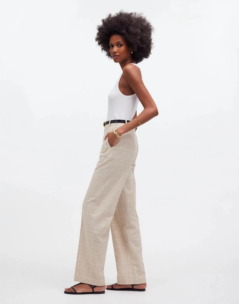 Madewell Mid-Rise Straight Pants in Plaid Linen Blend 3