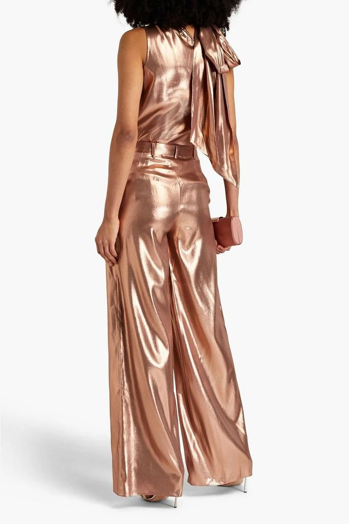 LAPOINTE Belted silk-lamé wide-leg pants 3