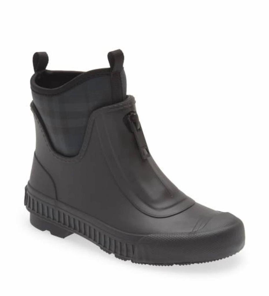 Burberry Women's Flinton Check Rain Booties In Black/charcoal