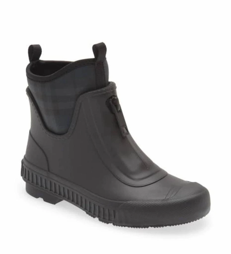 Burberry Women's Flinton Check Rain Booties In Black/charcoal 1