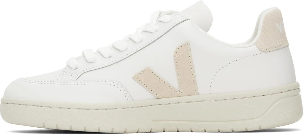 Veja White & Beige V-12 Leather Sneakers 3