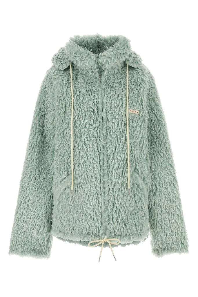 Marni Sea green eco fur coat 1