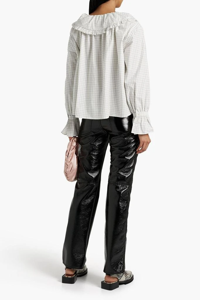 shrimps Meadow ruffle-trimmed checked cotton-poplin top 3