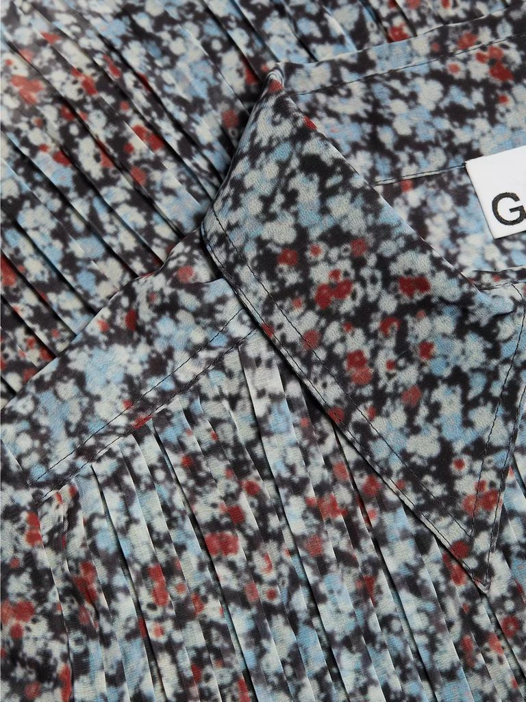 Ganni Floral Georgette Pleated Shirt 7