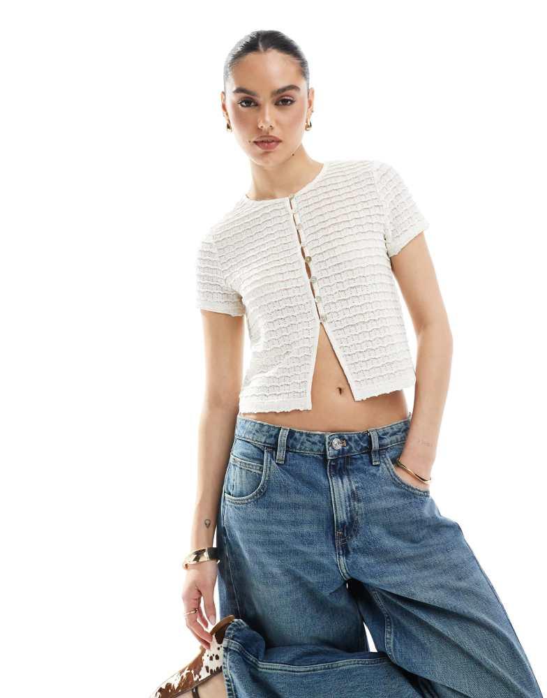 New Look New Look lace button front crop top in cream