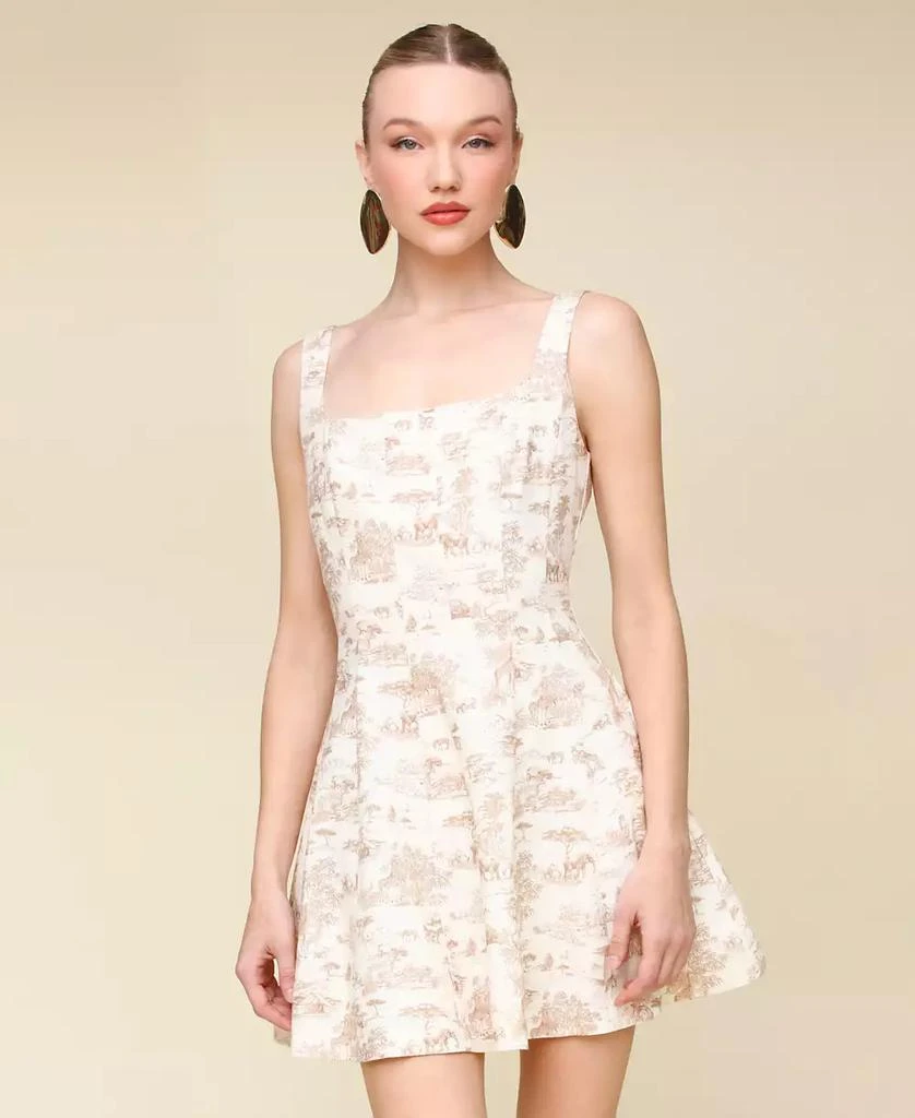 Avec Les Filles Women's Floral-Print Linen Spring Dress 3