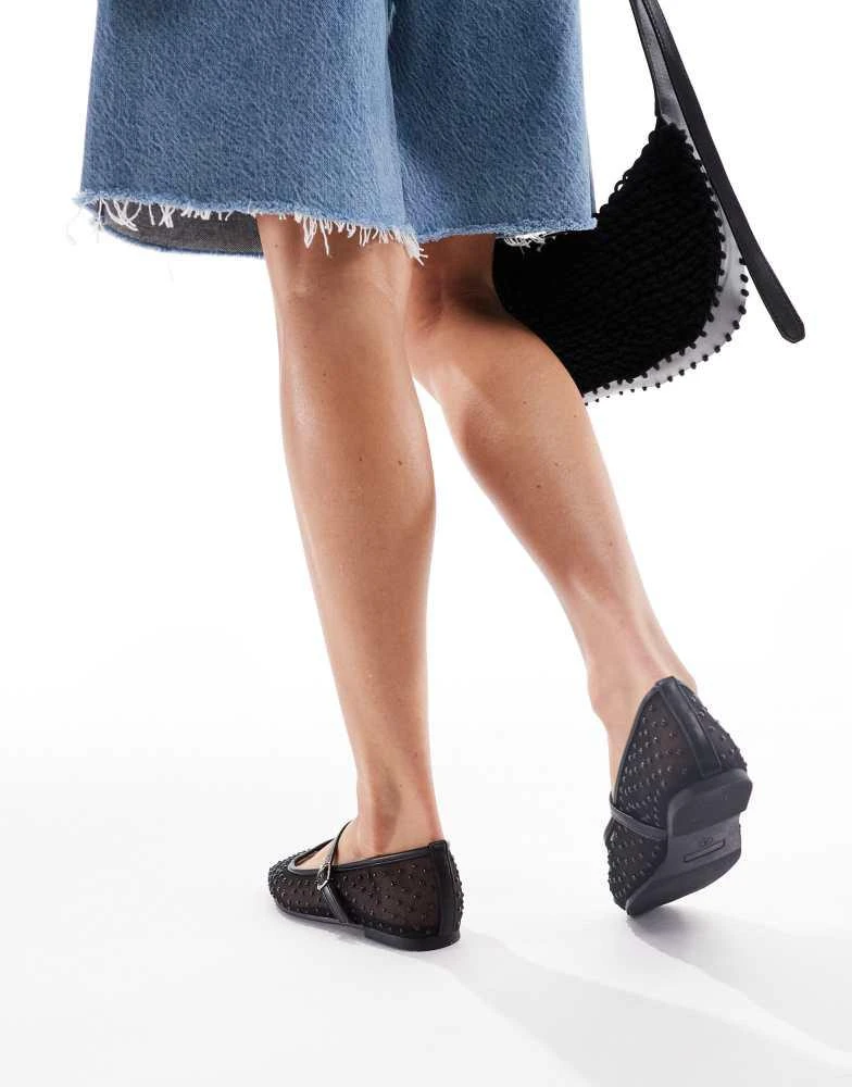 Glamorous Glamorous ballerina flats in mesh black polkadot 3