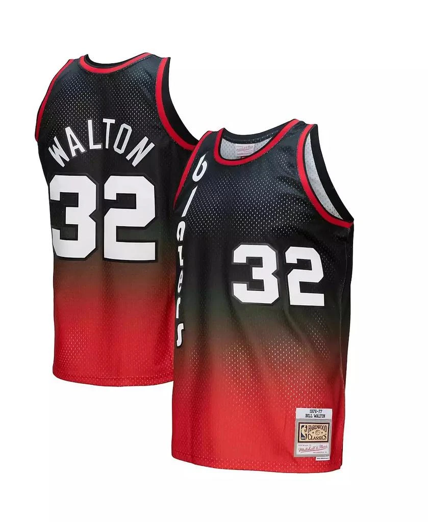 Mitchell
Ness Men
s Bill Walton Red, Black Portland Trail Blazers 1976/77 Hardwood Classics Fadeaway Swingman Player Jersey
