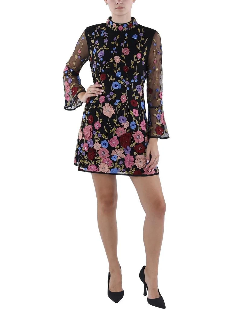 French Connection Womens Above Knee Embroidered Shift Dress 1