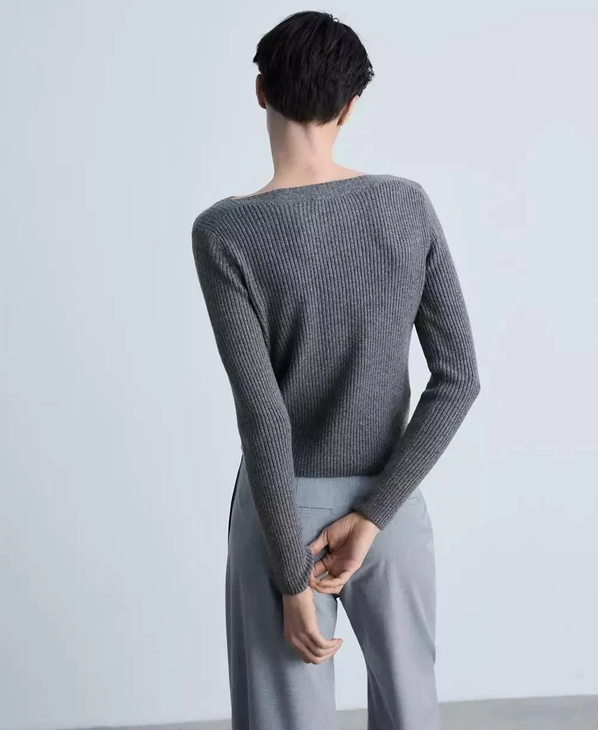 Mango Women's Boat Neck Ribbed Sweater 2