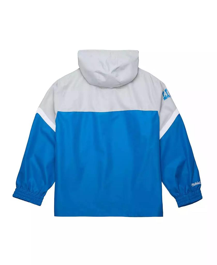 Mitchell 
Ness Men
s Silver/Blue Detroit Lions Tie Breaker Vintage Logo Lightweight Anorak Half-Zip Windbreaker Jacket