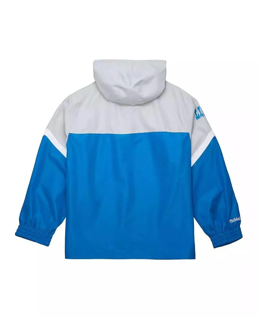 Mitchell 
Ness Men
s Silver/Blue Detroit Lions Tie Breaker Vintage Logo Lightweight Anorak Half-Zip Windbreaker Jacket 2