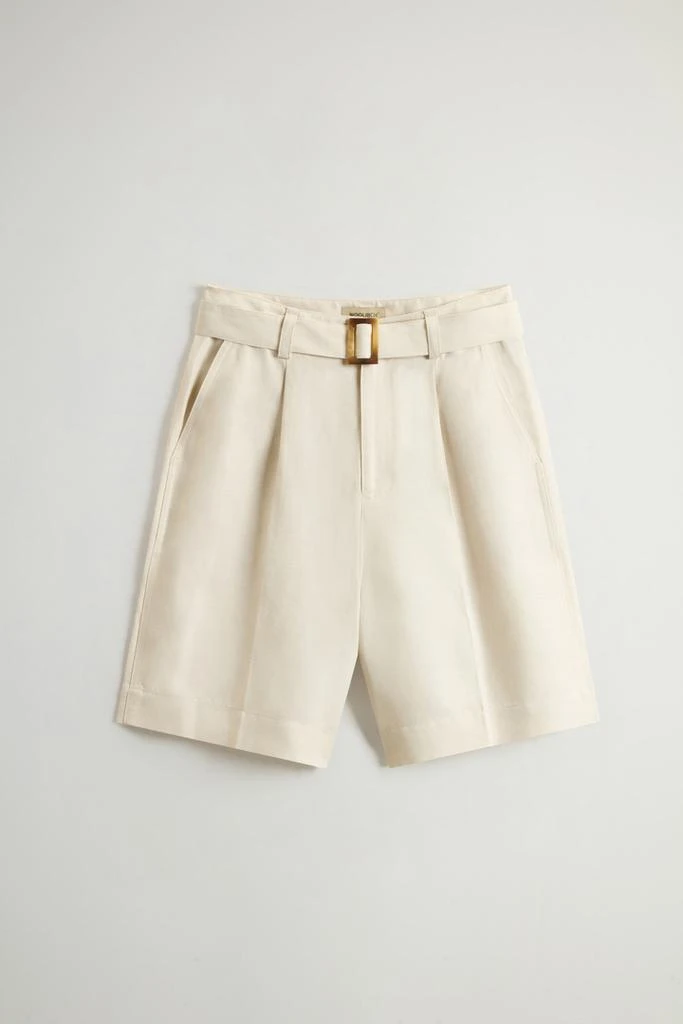 Woolrich Garment-Dyed Linen-Blend Bermuda Shorts - Women - Blue 4