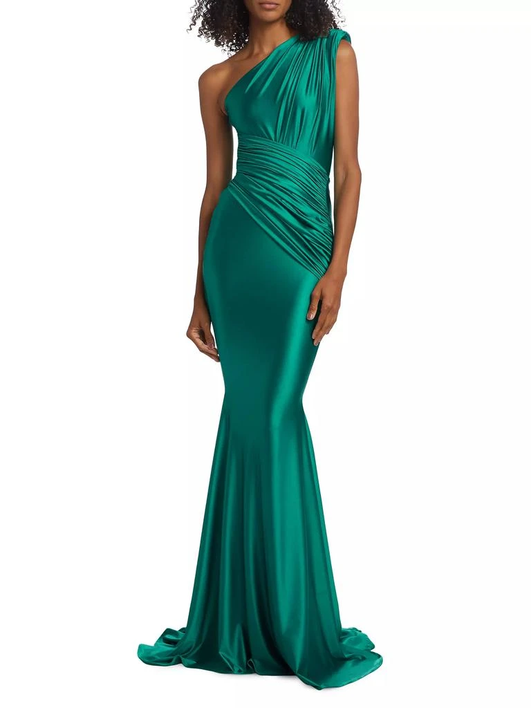 Michael Costello Collection Aquarius One-Shoulder Mermaid Gown 3