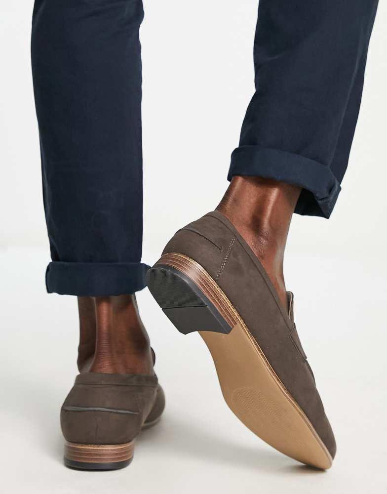 ASOS ASOS DESIGN loafers in brown faux suede with natural sole