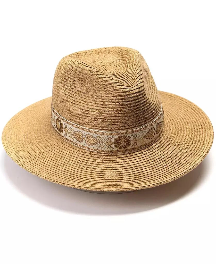 Vince Camuto Panama Hat with Metallic Embroidered Band 1