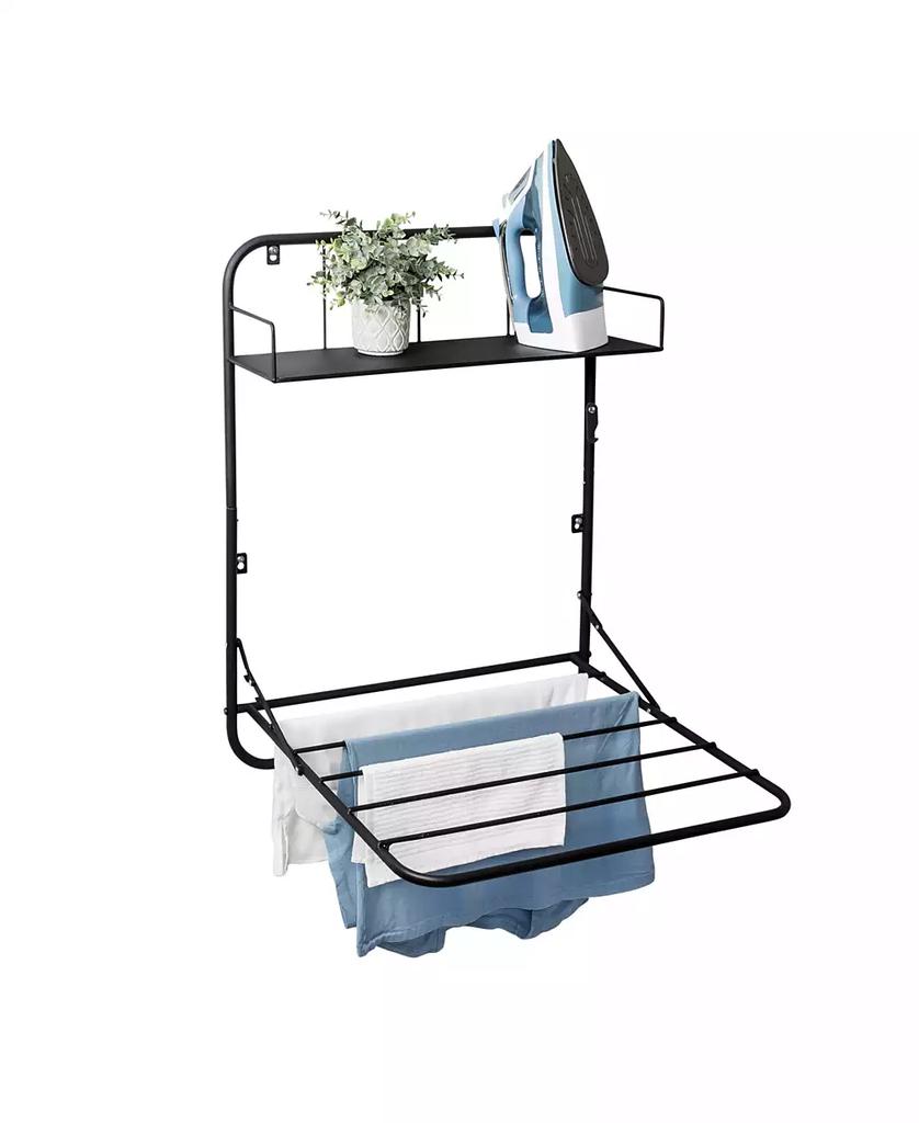 Honey Can Do Collapsible Wall-Mounted Clothes Drying Rack with Shelf
