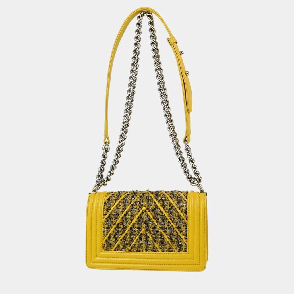 Chanel Chanel Yellow Tweed V Stitch Boy Small Double Chain Shoulder Bag 2