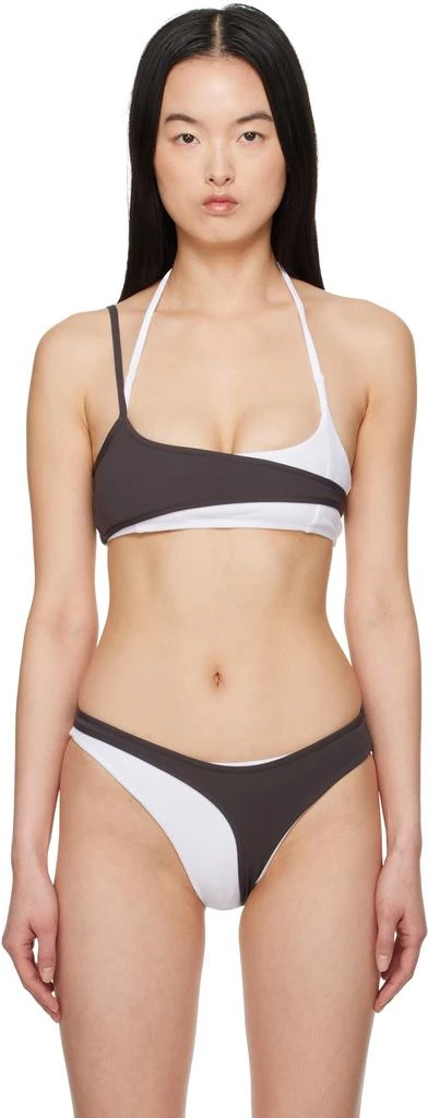 Ottolinger White & Brown Layered Bikini Top 1