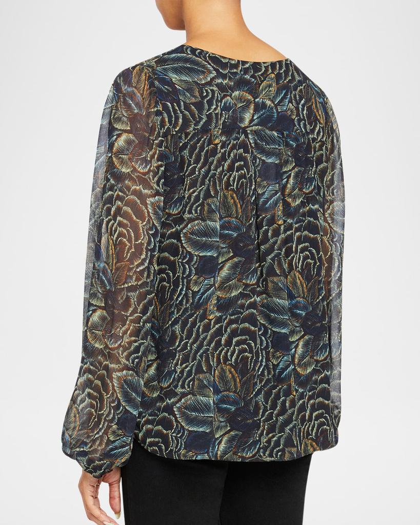 Santorelli Dione Floral-Print Crepe Georgette Blouse