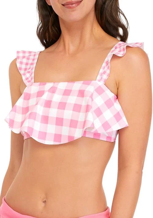 Crown & Ivy™ Mini & Meadow Check Bandeau Bikini Swim Top 1