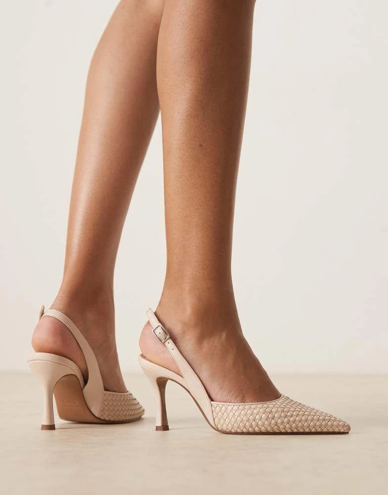 ASOS ASOS DESIGN Samber slingback stiletto heels in off white weave 4