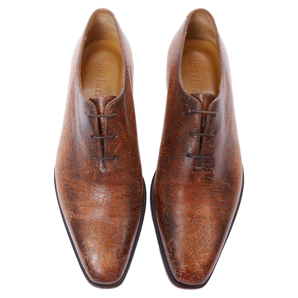 Berluti Textured Leather Lace Up Handmade Brogue Shoes