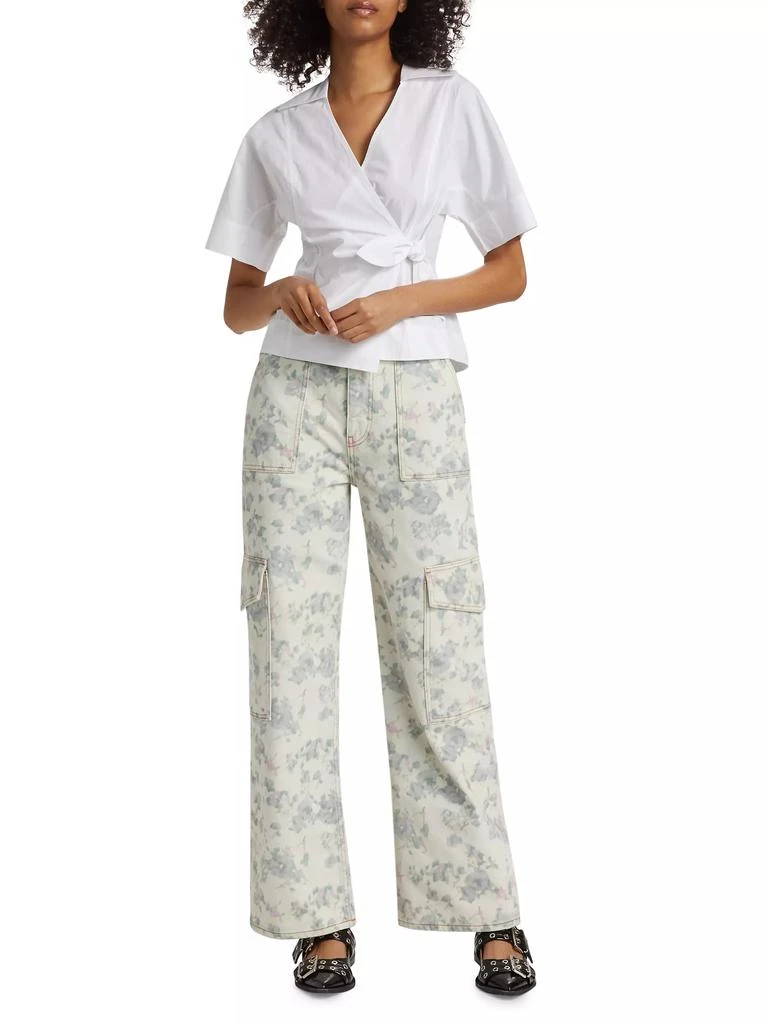 Ganni Cotton Poplin Wrap Top 2