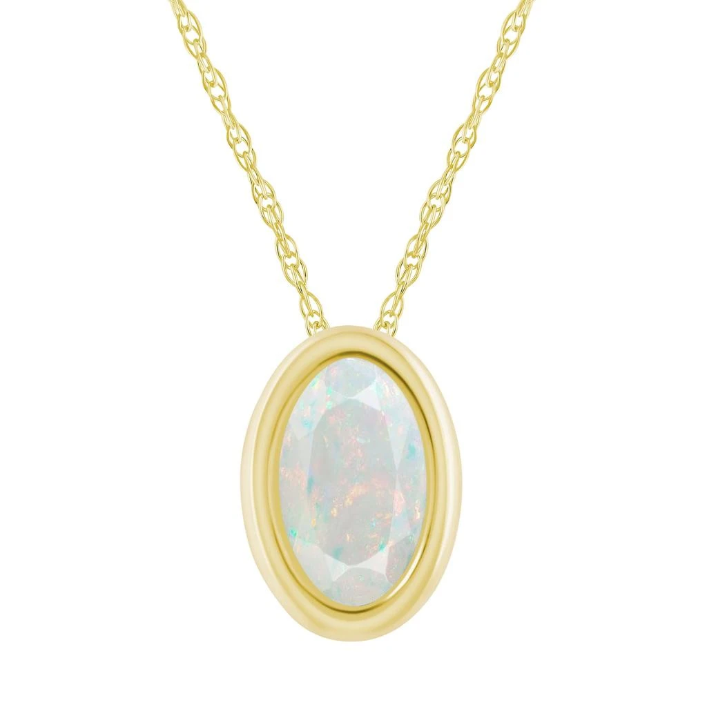 Glistening Jewels 10K Gold 6x4mm Oval Created Opal Pendant Necklace