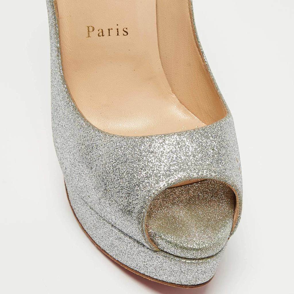 Christian Louboutin Christian Louboutin Silver Glitter Lady Peep Pumps Size 38.5 7