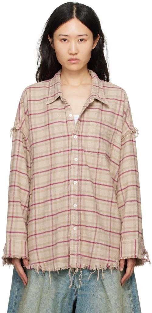 R13 Beige Shredded Seam Shirt 1