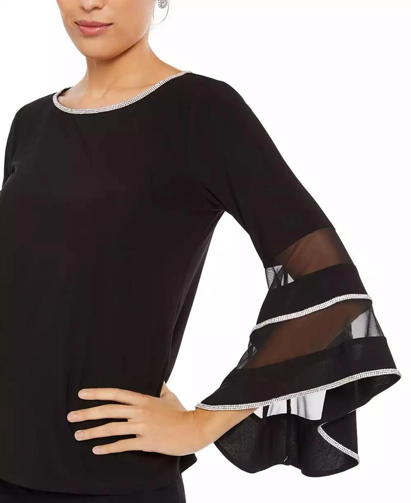 MSK Illusion Rhinestone Bell-Sleeve Top 3