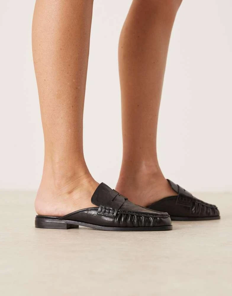 Asos Design Wide Fit ASOS DESIGN Wide Fit Mouse ruched detail loafer mules in black