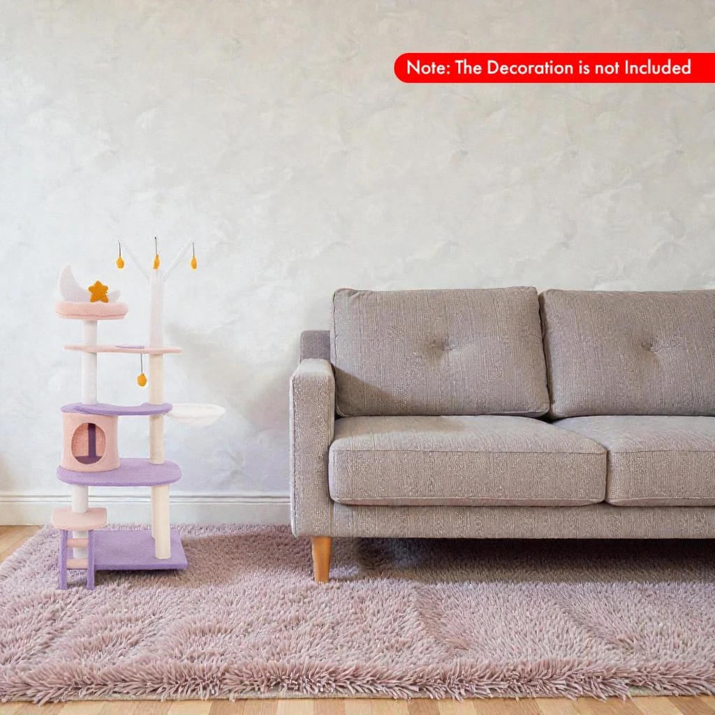 Hivvago Compact Multi-Level Feline Tower Featuring Durable Sisal Scratching Columns 2