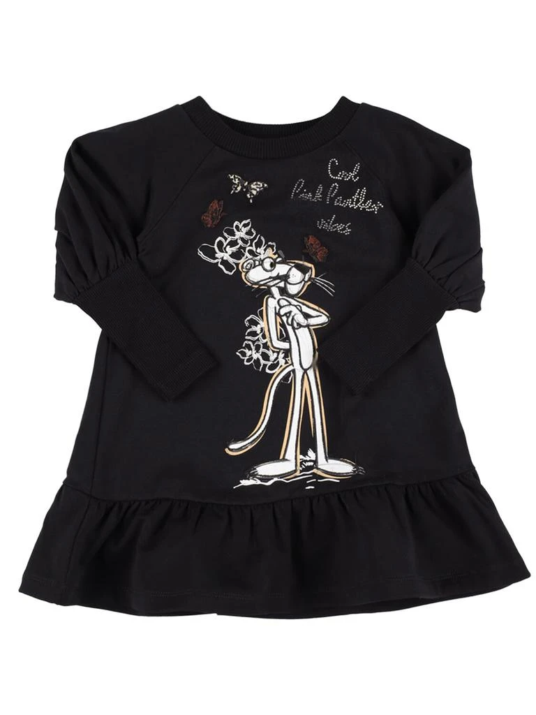MONNALISA Pink Panther Printed Cotton Sweat Dress 1