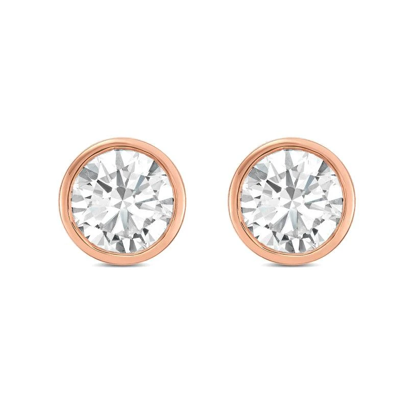 Diana M Jewels 14KT ROSE GOLD LAB GROWN ROUND STUDS IN A BEZEL SETTING WEIGHING 4.00 CTS TW