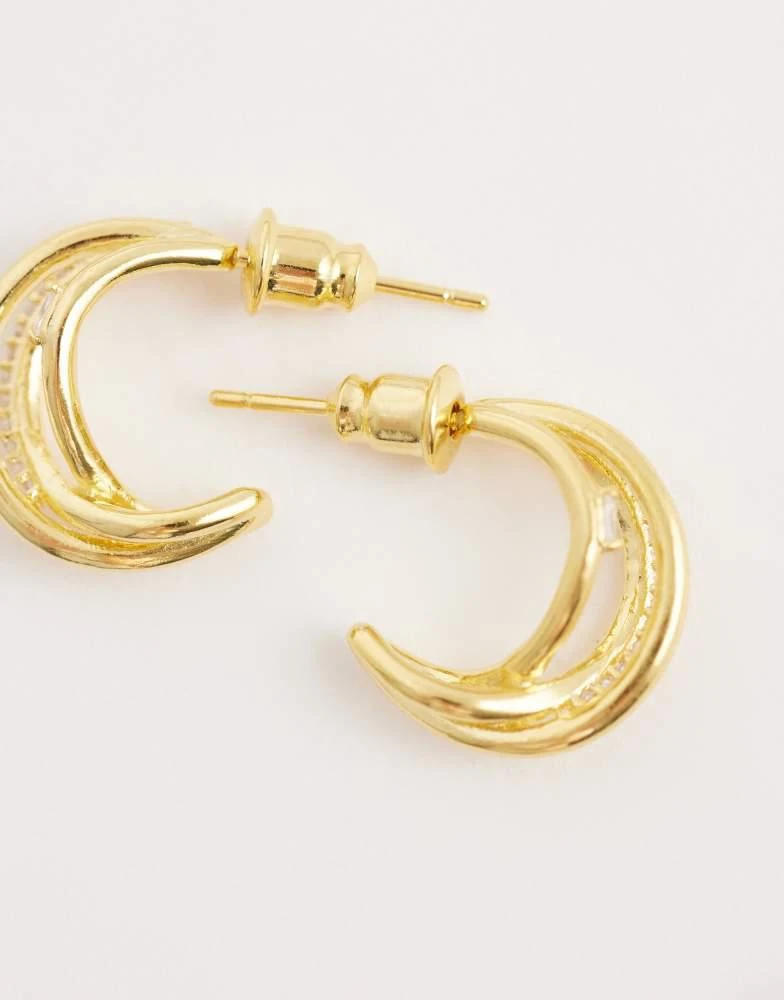 Orelia Orelia mixed pave triple illusion hoop earrings in 18k Gold Plated 4